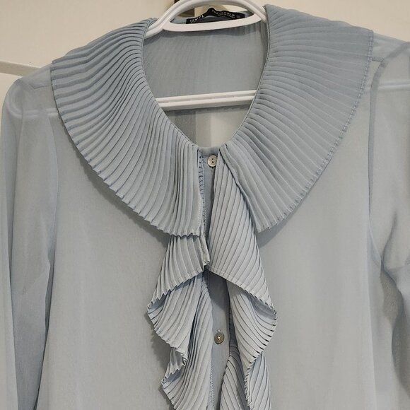 Frilly Blue Blouse - Picture 2 of 9